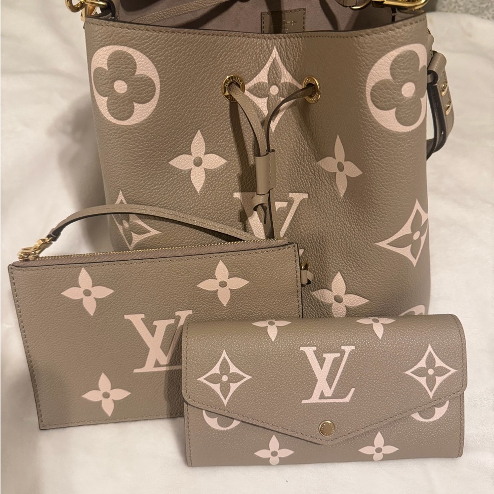 Louis Vuitton Taupe Monogram Shoulder Bag Set